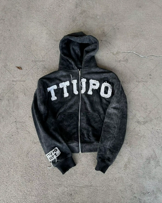 OVERSIZED BLACK ZIP-HOODIE UNISEX